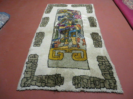 4' X 7' Vintage Handmade Knotted Tribal Nomadic Shag Wool Rug Carpet Prince