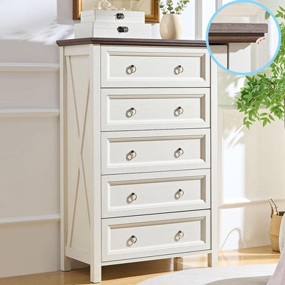 Antique White Forty EightInch Tall Farmhouse Dresser