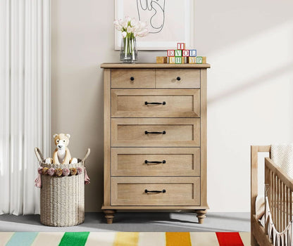 Oak Midcentury Dresser Five Drawers Storage Organizer