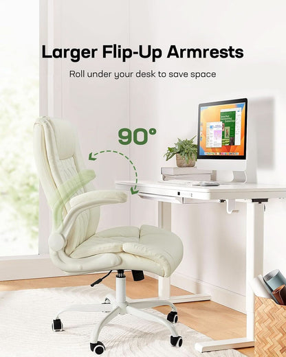 PU Leather Executive Office Chair With Flip Up Armrests