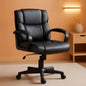 Black Office Chair With Padded Armrests Height Adjustable