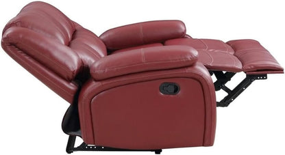Red Faux Leather Reclining Loveseat With Manual Recline