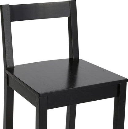 Black Wooden Bar Stools With Backrests Counter Height Set Of 2
