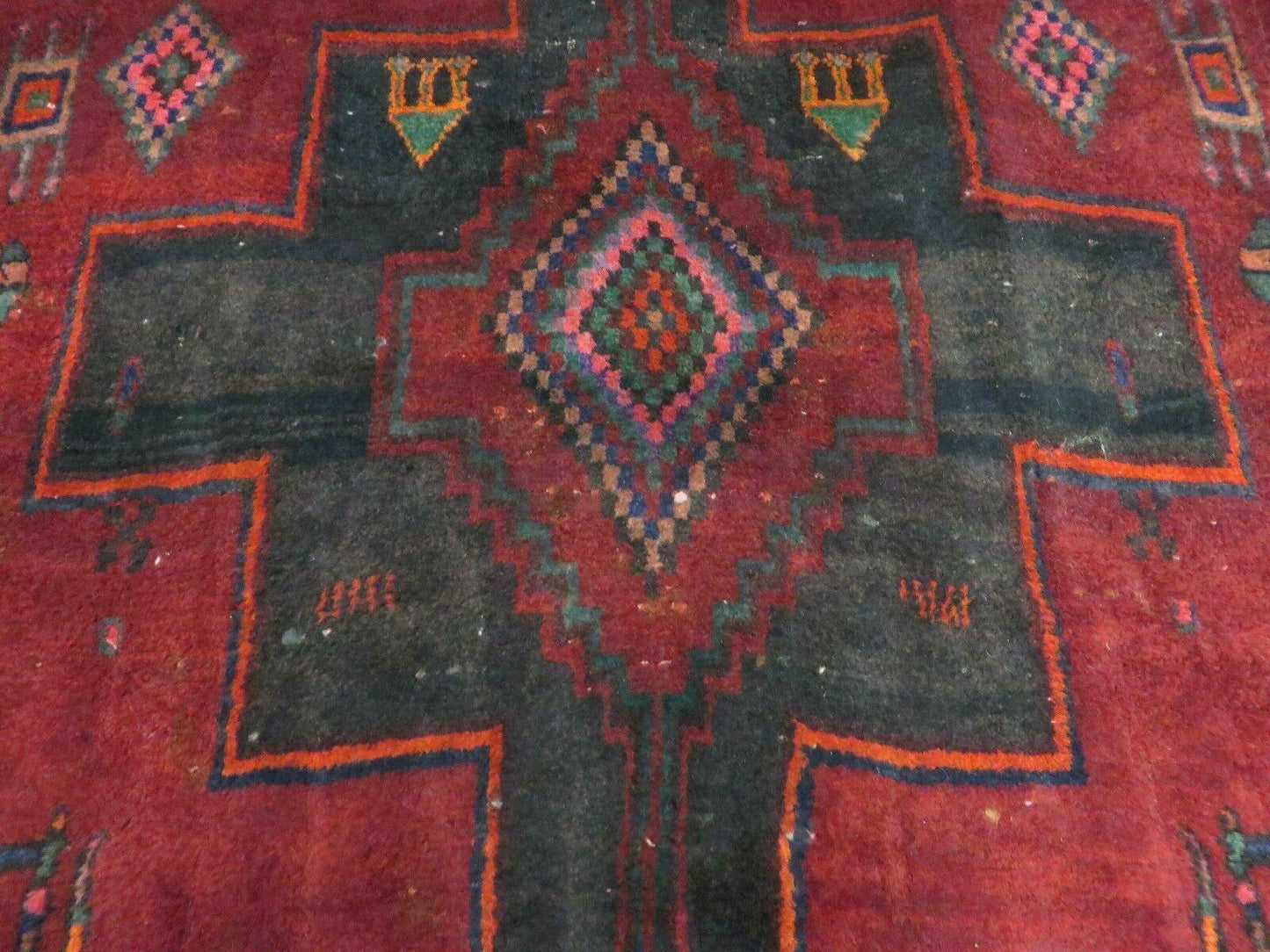 4' X 8' Antique Handmade India Geometric Oriental Wool Rug Veg Dyes Nice