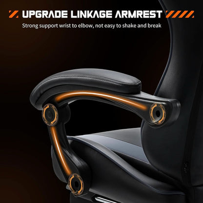 Ergonomic Gaming Chair With Footrest And Lumbar Grey
