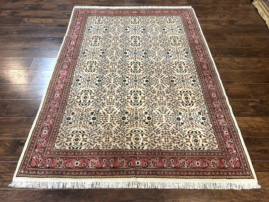 Turkish Rug 6x8, Kayseri Carpet, Handmade Vintage Wool Rug, Cream Multicolor, Allover Pattern
