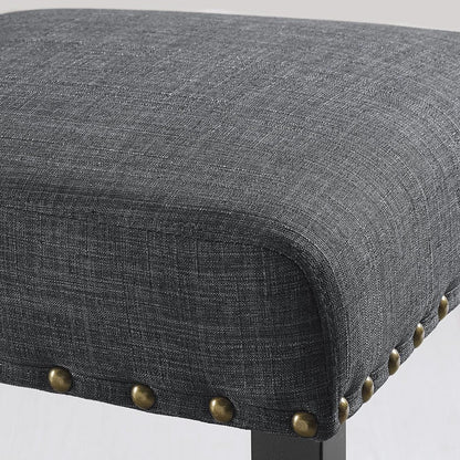Gray Fabric Dining Chairs With Nailhead Trim Set Of 2