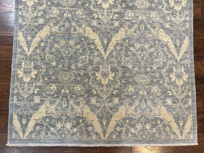 Contemporary Pakistani Rug 5 x 6.6, Handmade Floral Wool Rug, Spanish Pattern