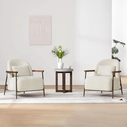 Ivory Faux Sherpa Armchair With Metallic Framework