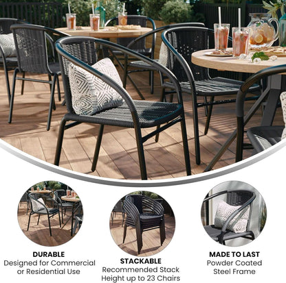 Modern Stackable Rattan Dining Chairs Set for Outdoor