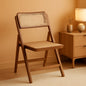 Rattan Folding Chair Walnut Finish Indoor Outdoor Dining