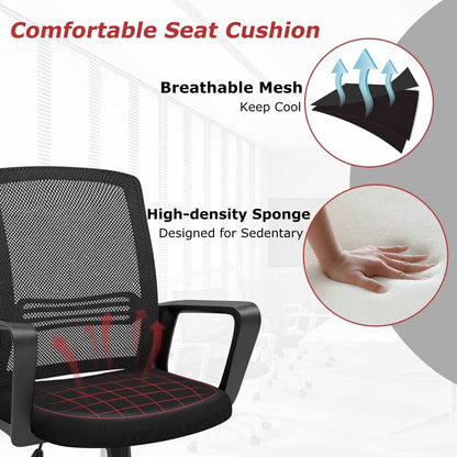 Black Ergonomic Mesh Office Chair With Armrests And Wheels