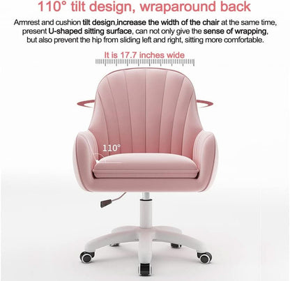 Velvet Home Office Chair With Tufted Mid Back And Height Adjustment