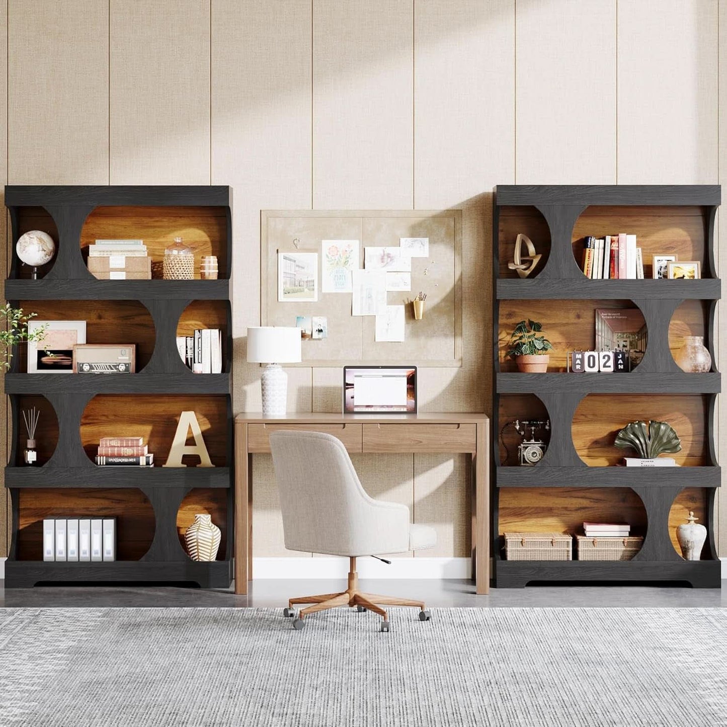 Black 71 Inch Tall Bookcase Modern Storage Display