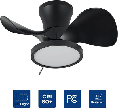 22-Inch Quiet Ceiling Fan With LED Light Remote Control