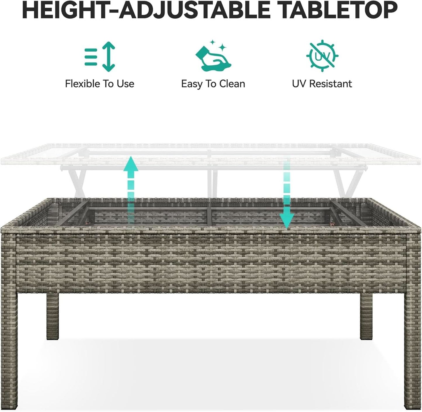 L Shaped Sectional Sofa Set With Lift Top Table Gray