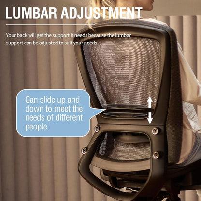 Grey Ergonomic Mesh Office Chair With Lumbar Support