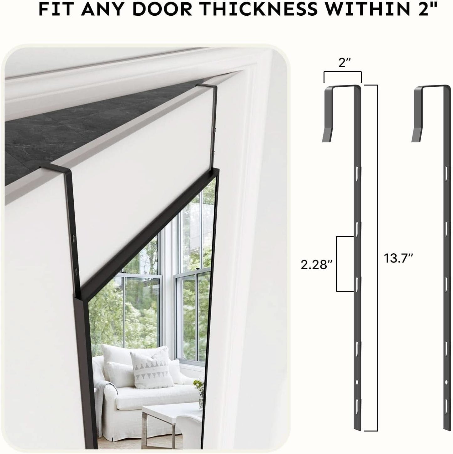 48x14 Inch Full Length Tempered Glass Door Mirror Over Door