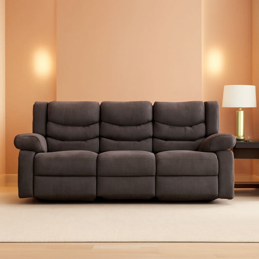 Gray Reclining Sofa With Waterfall Back For Living Room