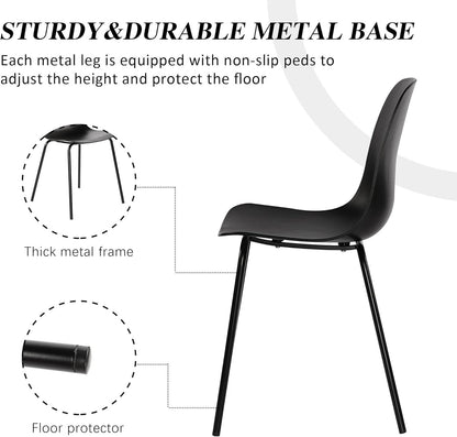 Set Of 4 Matte Black Dining Chairs With Ergonomic Back