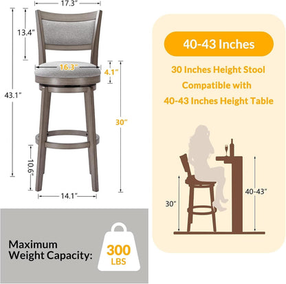High Back Swivel Bar Stools Set of Two