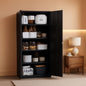 Black Metal Storage Cabinet With Lock And Shelves Garage