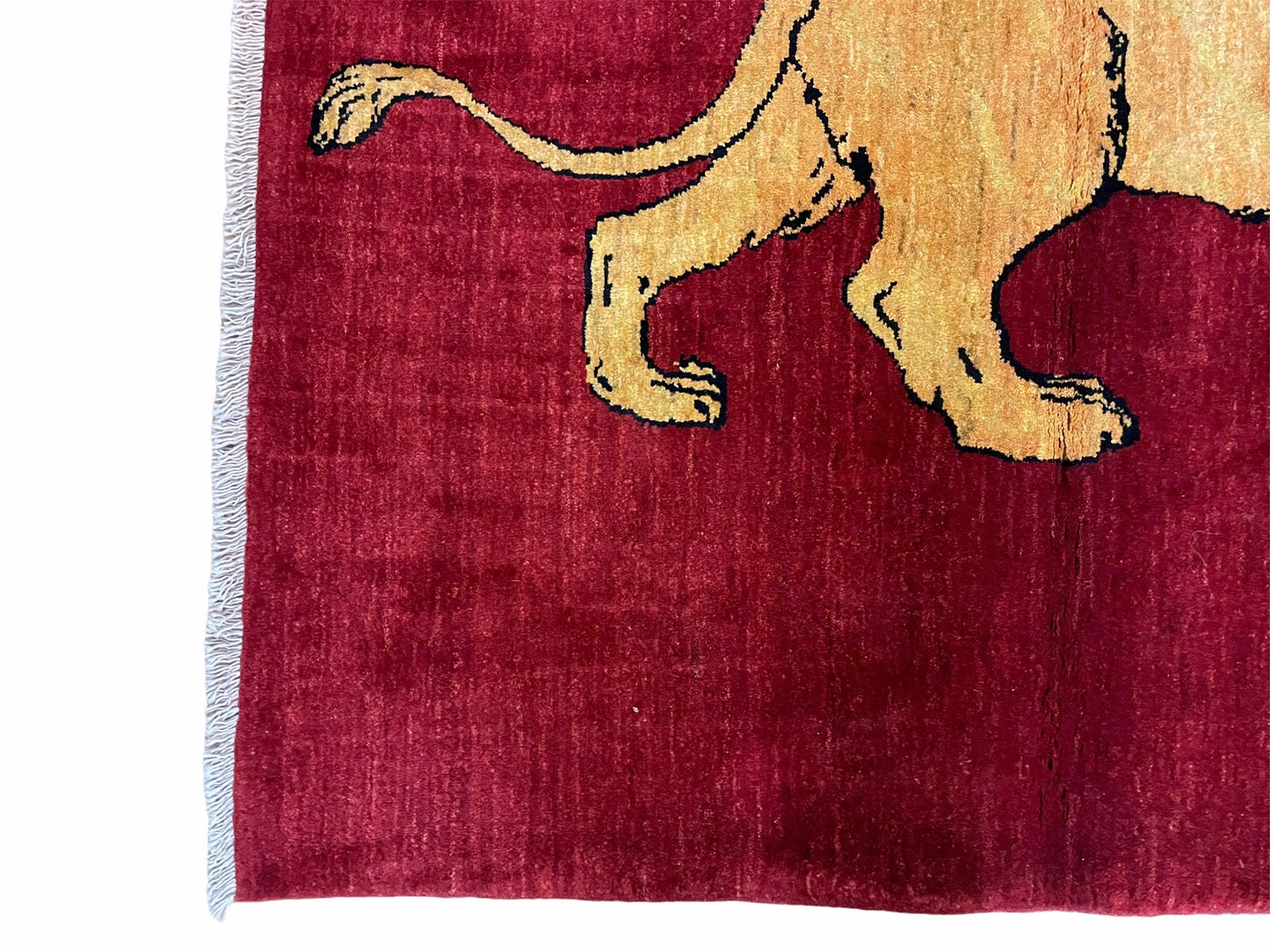 3 X 5 Handmade Hand-Knotted Quality Wool Rug Lion Red Veg Dyes Tribal Pictorial