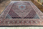 Indo Persian Bidjar Rug 8x11, Herati Mahi Pattern, Red Navy Blue, Handmade Vintage Wool Carpet
