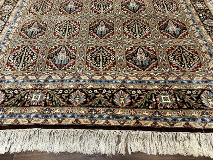 Sino Persian Rug 8x10, Panel Design, Brown, Multicolor, Wool, Cedar Trees