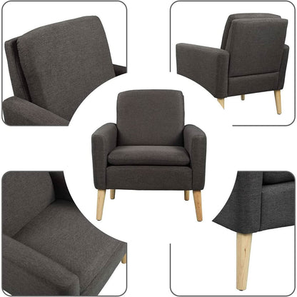 Black Modern Accent Armchair With Ergonomic Deep Seat For Living Room