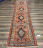 Rare Persian Tribal Runner Rug 3 x 11, Sarab Serab Persian Runner, Antique 1920s Collectible Geometric Medallions Oriental Wool Runner, Hand Knotted, Bright Orange-Red