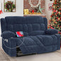 Blue Fabric Reclining Loveseat With USB Ports For Living Room