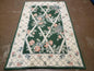 3' 6" X 5' 6" Hand Stitched Indian Wool Rug with Backing Green Beige