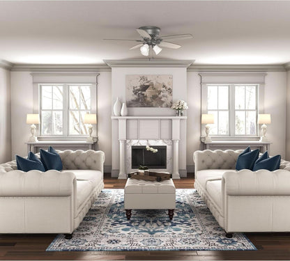 52 Inch Matte Silver LED Ceiling Fan With Integrated Light