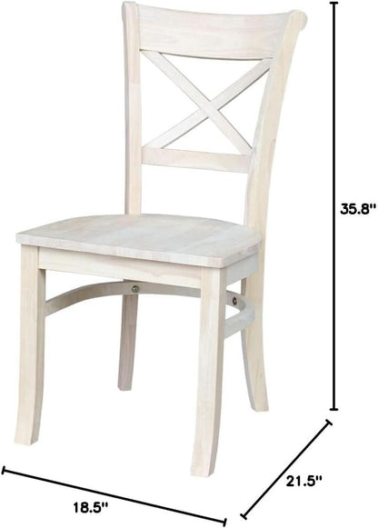 Set Of 2 35.8 In Parawood X Back Dining Chairs Unfinished