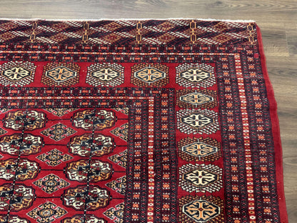 Bokhara Rug 9x12, Red Turkoman Rug, Pakistani Rug, Tribal Carpet, Wool Rug, Red Rug