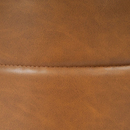 Round Upholstered Faux Leather Ottoman Footrest Camel
