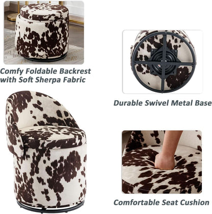 Rotating Brown Storage Ottoman With Hidden Compartment