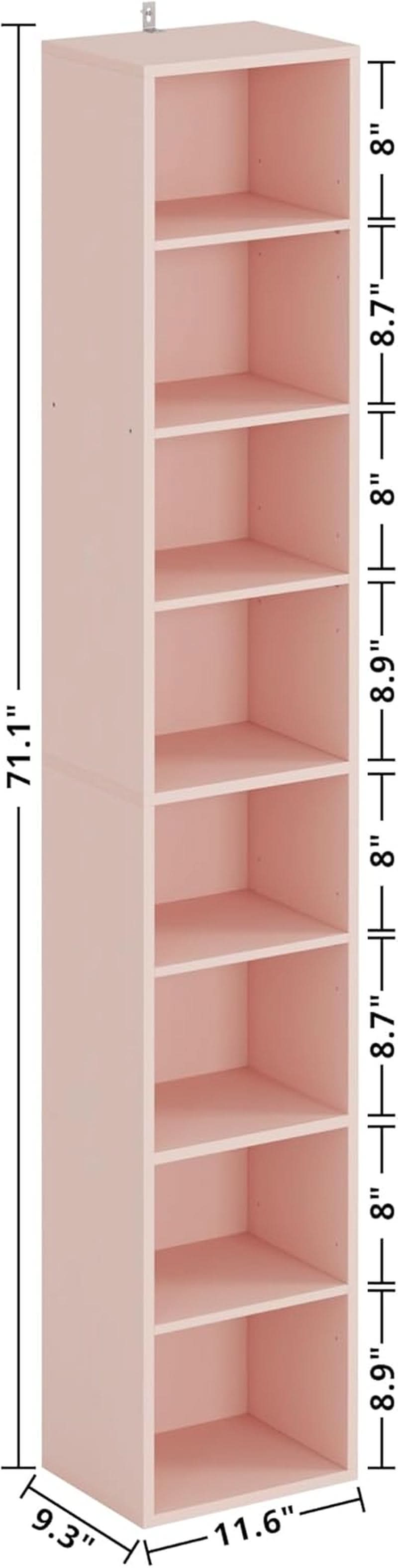 Tall Narrow Eight Tier Corner Bookcase For Home Office