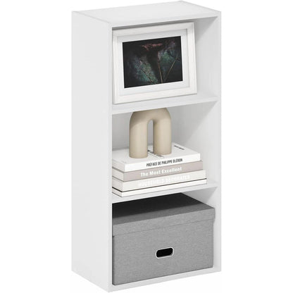 Luder Three Tier Open Shelf Bookcase Bright White Finish