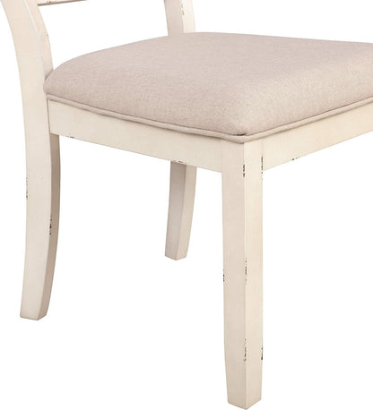 Prato Wood Cross Back Dining Chairs Antique White Tan