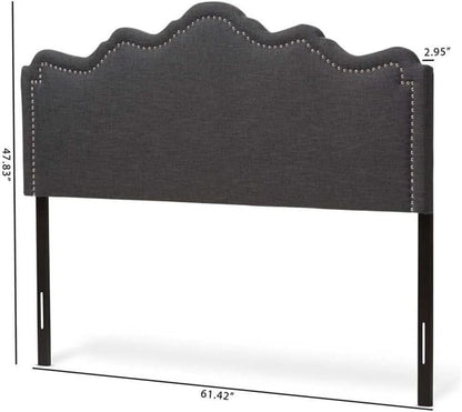 Elegant Upholstered Dark Gray Queen Headboard for Bedrooms