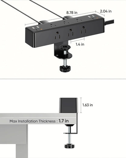 Desk Clamp Power Strip With 17-in-1 Hub And 40W Fast Charge
