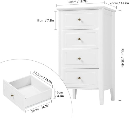 White Antique Four Drawer Dresser With Hardwood Storage