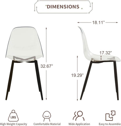 Clear Acrylic Dining Chairs Set of 4 With Black Legs