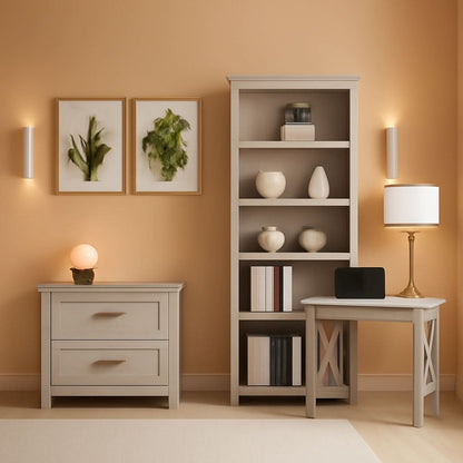 48W Writing Desk With Lateral File Cabinet Home Office Furniture