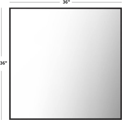 36 Inch Black Rectangle Bathroom Mirror With Tempered Glass
