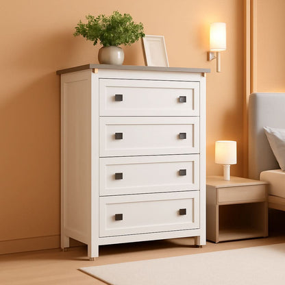 Antique White Rustic 5 Drawer Dresser For Bedroom Storage