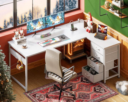 L Shaped Desk 61 Inch With USB Ports For Home Office