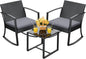 All Weather Outdoor Rocking Chair Set with Cushions